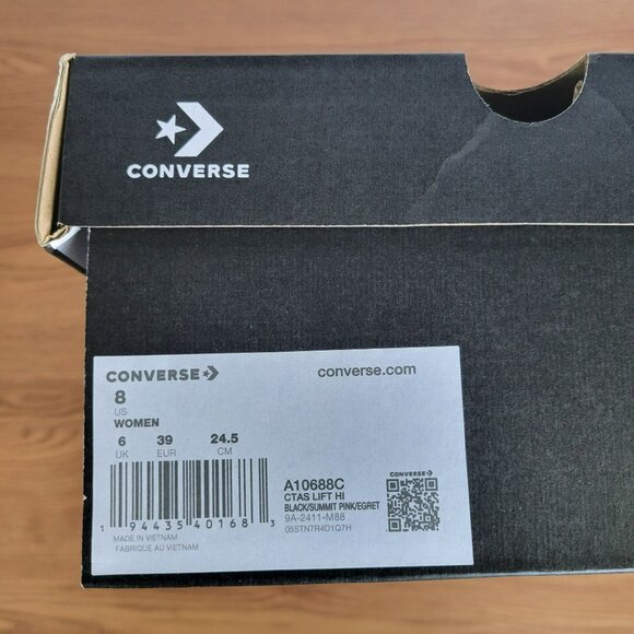 ⭐Converse Lift Platform Polka Dot Hi Canvas 8 Womens Sneakers Black Pink A10688C - Picture 11 of 12